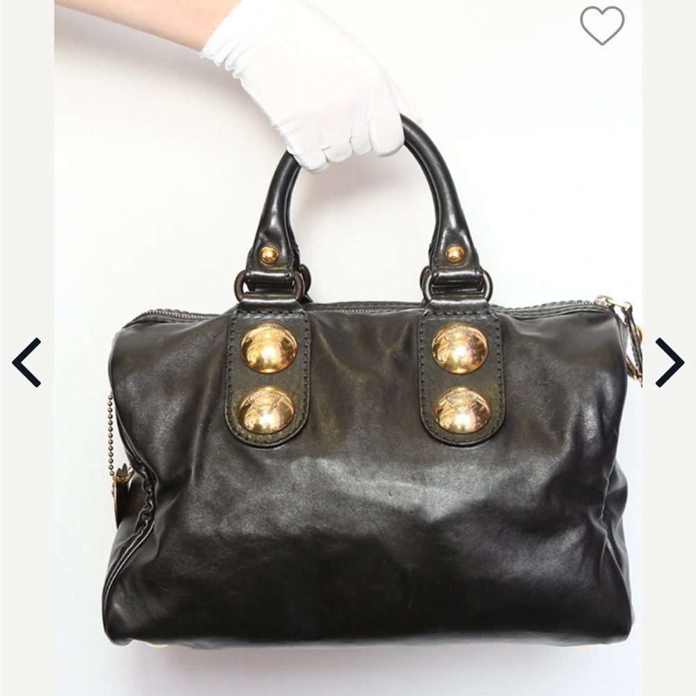 Gucci Black tote Bag with Gold Accents